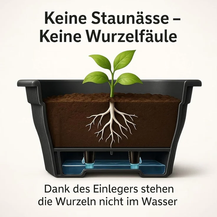 4X Balkonkasten 100cm Blumenkasten mit Wasserspeicher Anthrazit / Grau, 25 L - Blumenkästen wetterfest Pflanzkasten mit Einsatz Lange Balkonkästen für Garten und Balkon witterungsbeständig – Bild 2