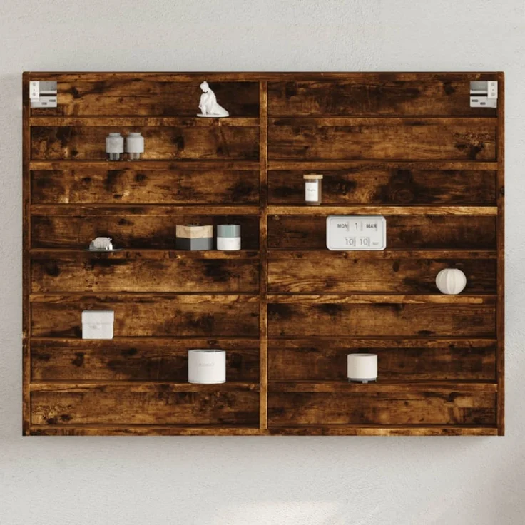 vidaXL Vitrinenschrank Räuchereiche 100x8,5x75 cm Holzwerkstoff 847937 – Bild 1