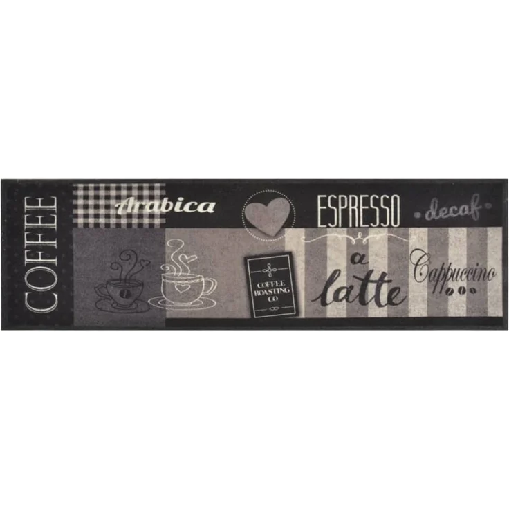 vidaXL Küchenteppich Waschbar Coffee Schwarz 45x150 cm Samt 136555 – Bild 1