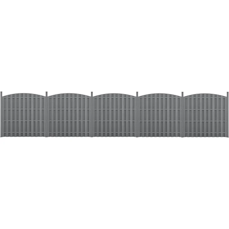 WPC Gartenzaun mit Rundbogen (165-185)x932 cm Grau [neu. holz] – Bild 1