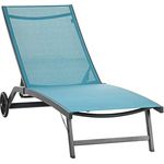 Outsunny Sonnenliege, Liegestuhl mit Rollen und verstellbarer Rückenlehne, Gartenliege aus Aluminium und Polyester, blau, 195 x 66 x 102 cm