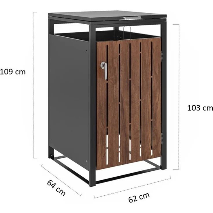 Mülltonnenbox Stahl 120 L Mülltonnenverkleidung dunkelgrau – Bild 10