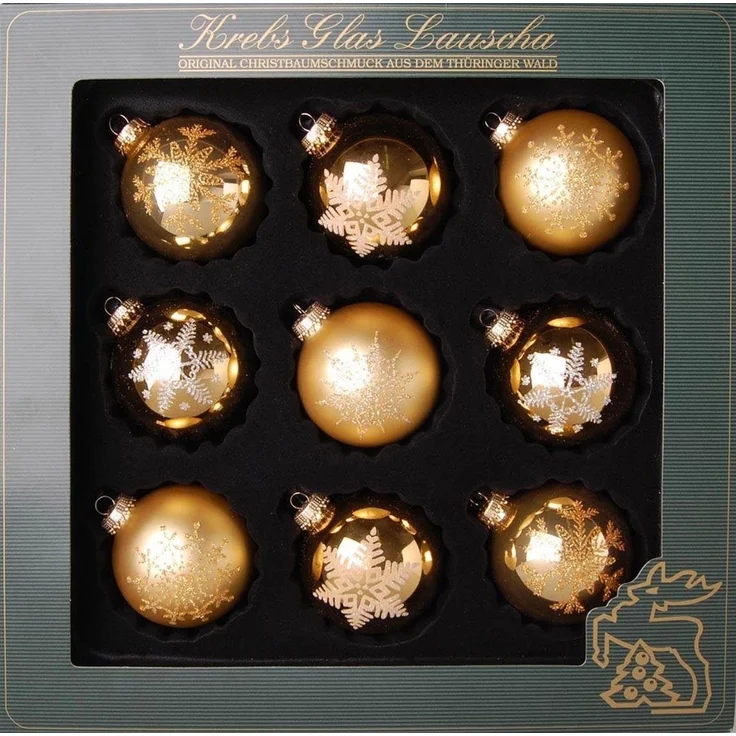 Krebs Glas Lauscha Weihnachtsbaumkugel Weihnachtsdeko, Christbaumschmuck, Christbaumkugeln Glas (9 St), mundgeblasen, mit Dekor – Bild 3