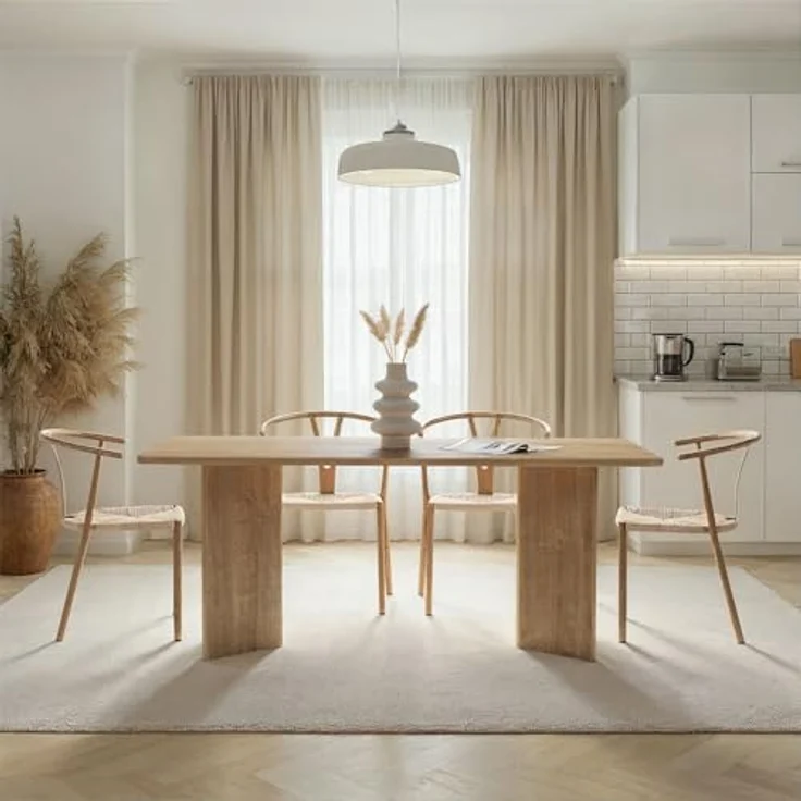 Modern Dining Table, Honey Oak, 180 x 90 x 75 cm | 100% Melamine Coated Particle Board, Thickness: 25 mm | Durable & Stylish Design, 70 kg Capacity, Perfect for Contemporary Dining Spaces – Bild 4