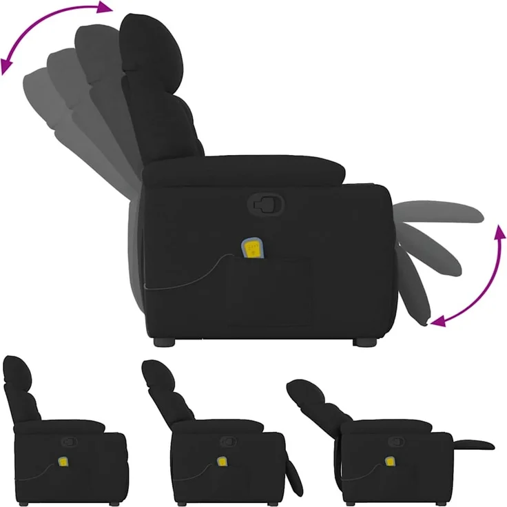 vidaXL Massagesessel mit Aufstehhilfe Schwarz Stoff 3303044 – Bild 9
