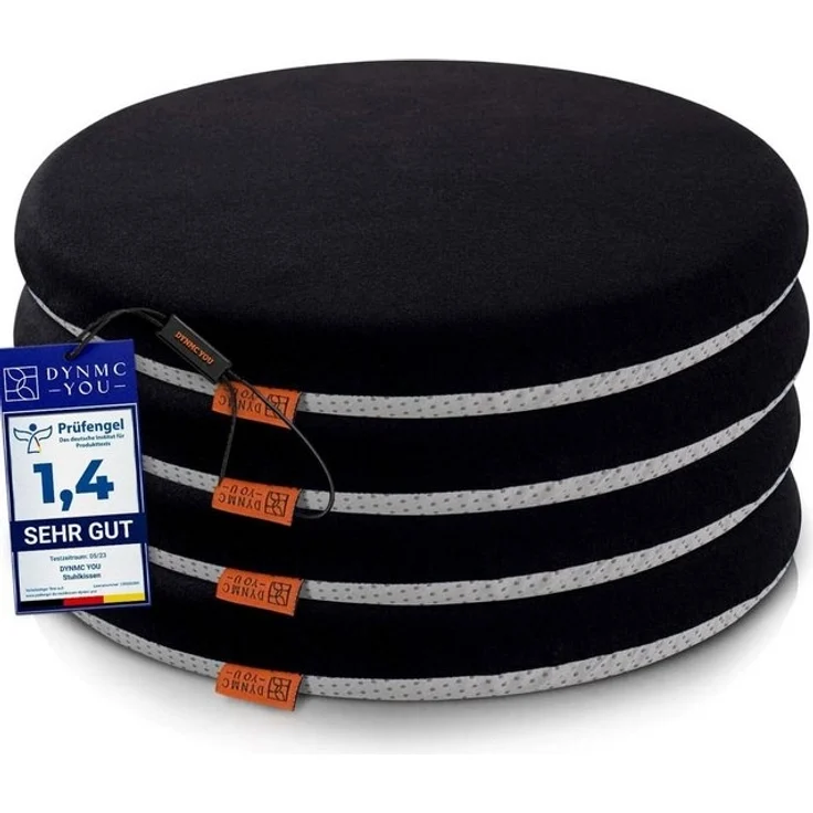 DYNMC you Sitzkissen Stuhl - Stuhlkissen 39x39 - Rund Set, Mittelhart H3 - Sitzkissen Bank Memory Schaumstoff - Sitzpolster Stuhl – Bild 4