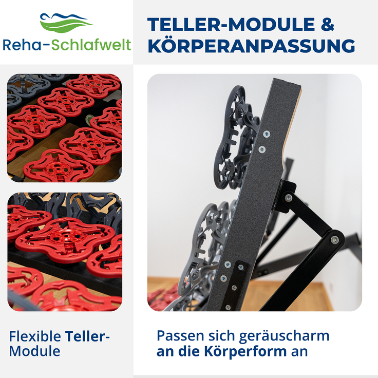 Reha-Schlafwelt elektrischer 7-Zonen Lattenrost 90×200 cm, AEROBALANCE KF, mit Motor Kopf- Fußteil verstellbar, komplett montiert – Bild 3