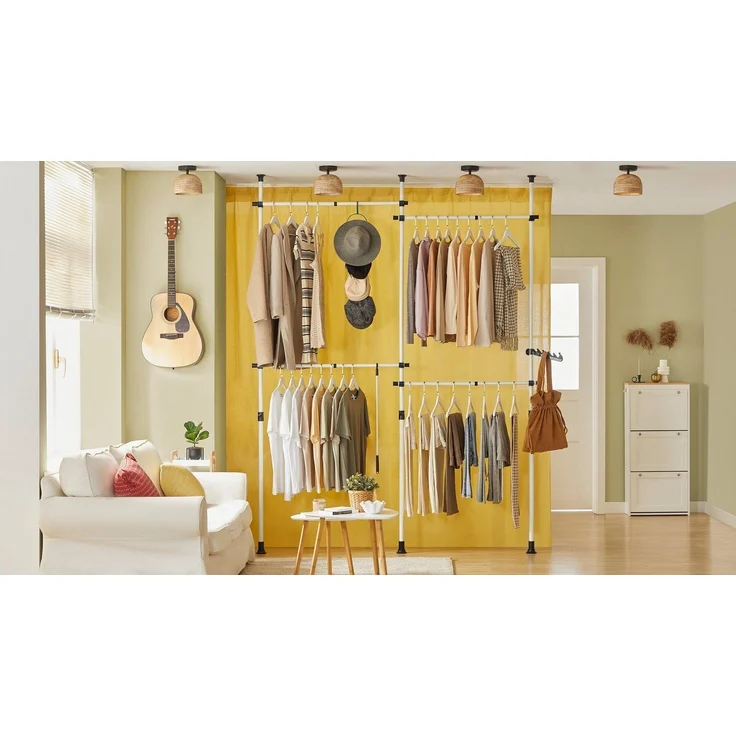 SoBuy Kleiderständer KLS03, Garderobenständer mit 4 Kleiderstangen Teleskop Garderoben System – Bild 2