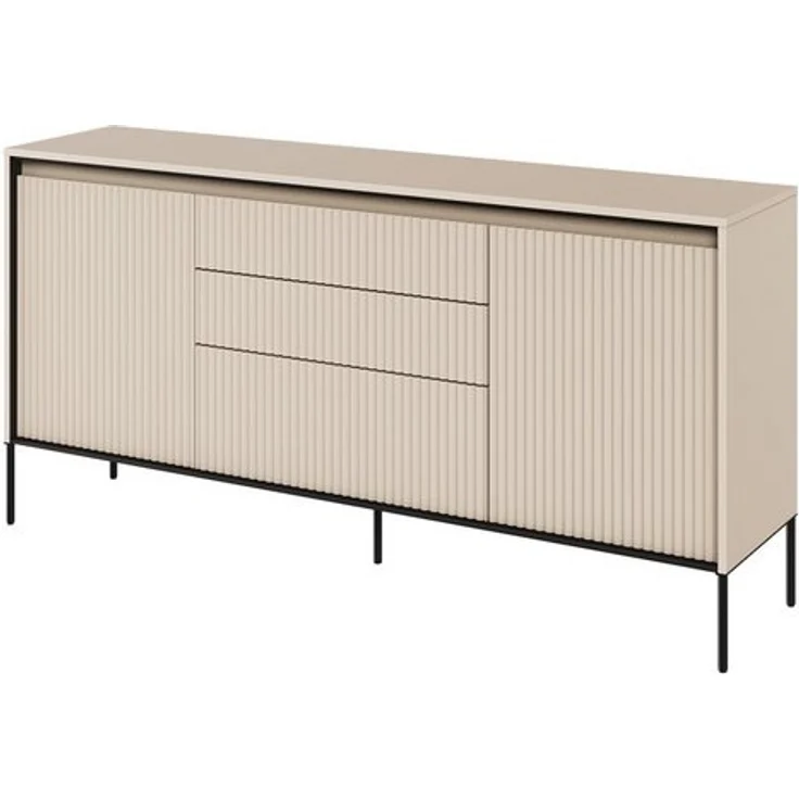 Compleo Kommode FLORE mit drei Schubladen und gerifflete Front, Schubkastenkommode – Bild 4