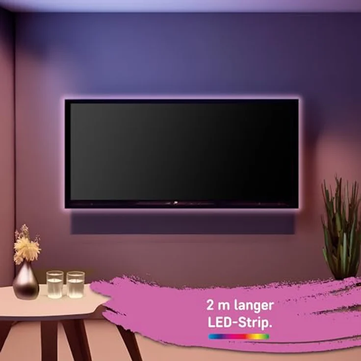 Müller-Licht Indoor LED-Strip RGB, 2m, mit Musik-Sensor und WLAN, TUYA Smartphone-App steuerbar, kürzbar und selbstklebend – Bild 2