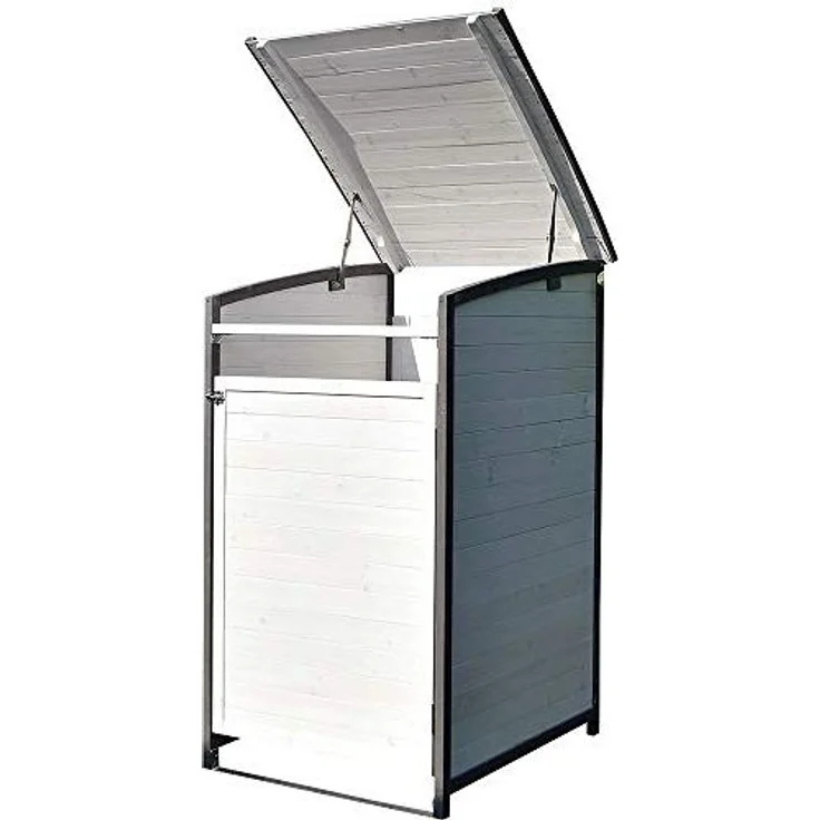 Mülltonnenverkleidung grau Einzelbox 2x 120L oder 240L Gartenbox Zinkdach – Bild 2