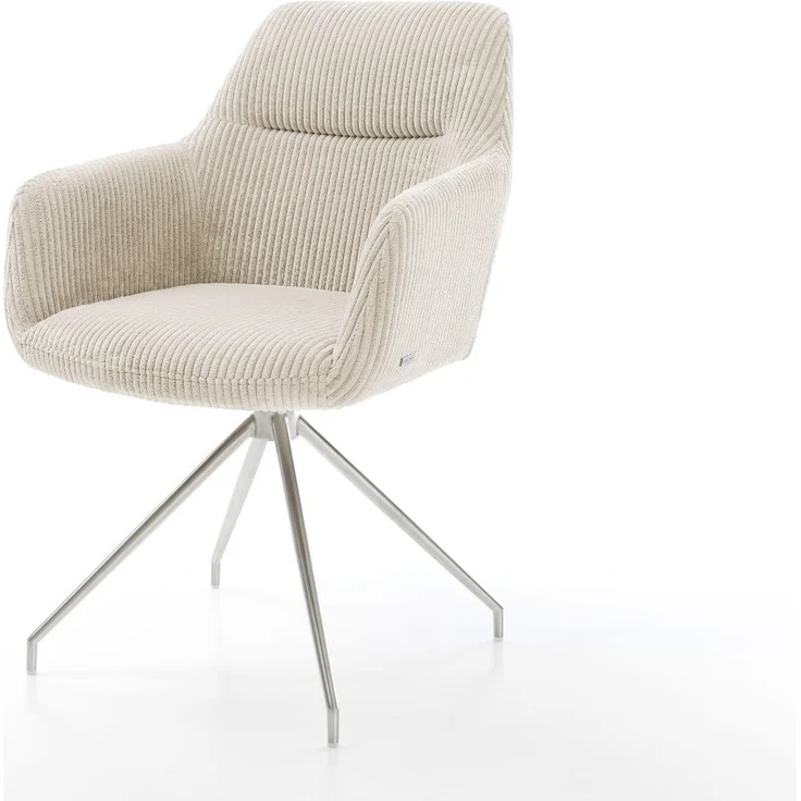 Esszimmerstuhl Pejo-Flex Cord Beige Kreuzgestell konisch Edelstahl Taschenfederkern – Bild 1
