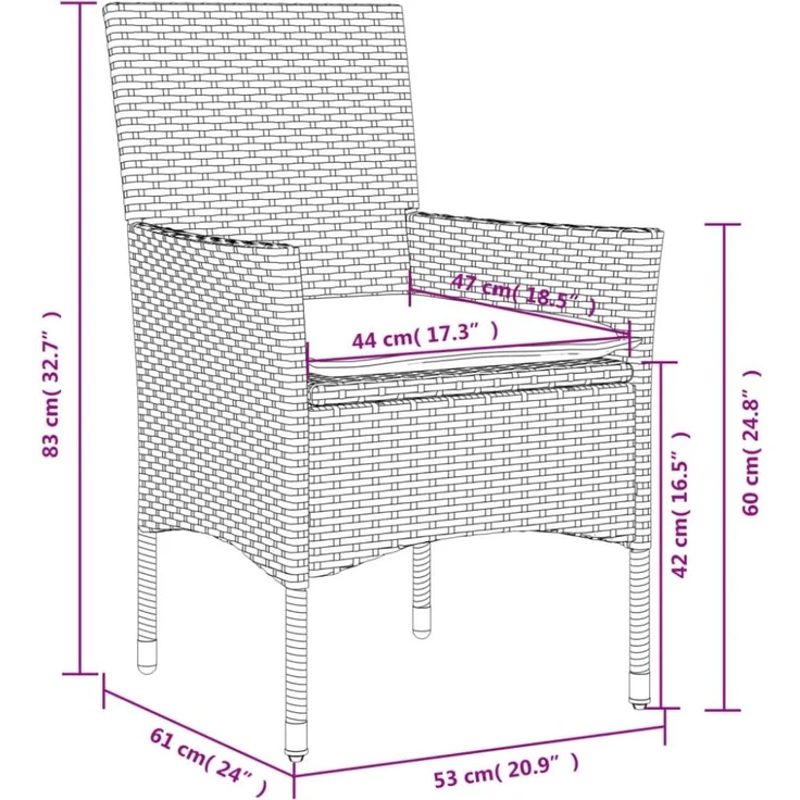 vidaXL 5-tlg. Garten-Essgruppe mit Kissen Grau Poly Rattan und Glas 3278606 – Bild 5
