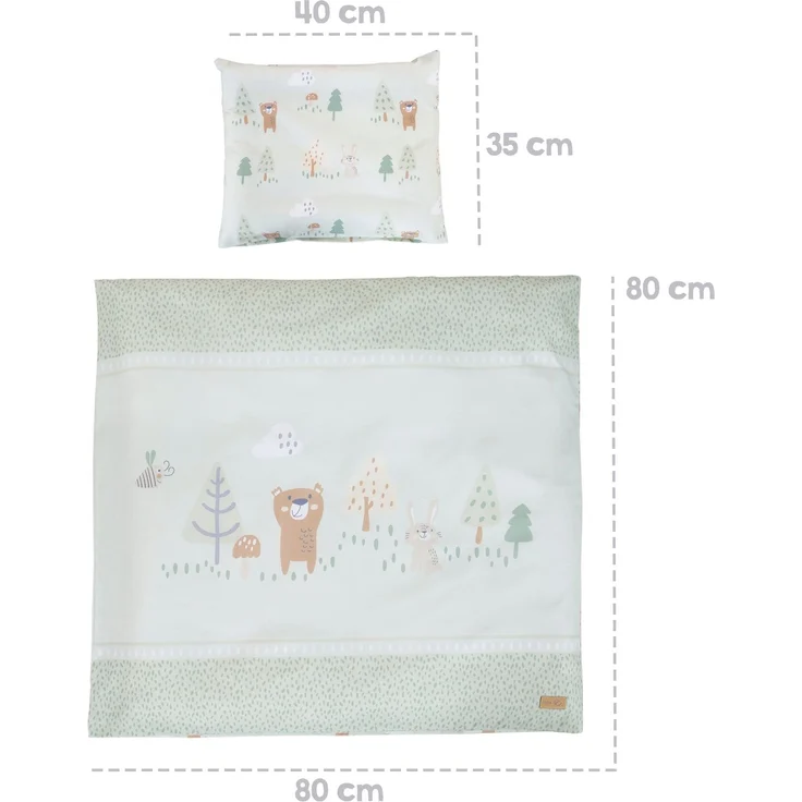 roba Wiegenbettwäsche 'Woodland Buddies' 80 x 80 cm - Bezüge aus Baumwolle - Pastellgrün – Bild 9