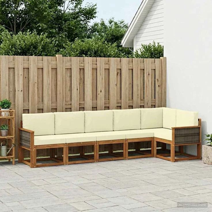 vidaXL Outdoor-Sofagarnitur 6 stk. 6-Sitzer Natur und Creme 3385246 – Bild 1