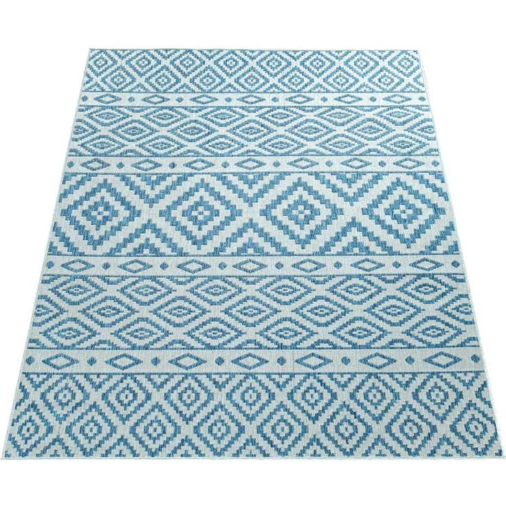 Paco Home Teppich Coco 201, rechteckig, Höhe: 4 mm, Flachgewebe, Rauten Design, In- und Outdoor geeignet, Wohnzimmer