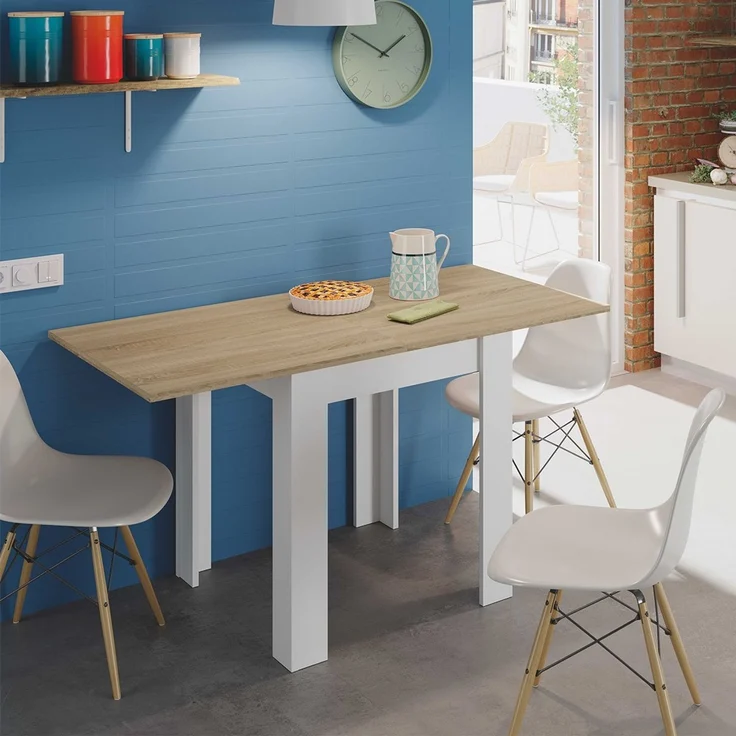 Calicosy Ausziehbarer Tisch Klappsystem in Buchform - L67 cm - Weiß – Bild 7