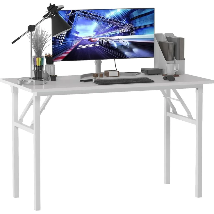 SogesHome Klapptisch Computertisch 120 x 60 x 75 cm PC Schreibtisch Schreibtisch Büroarbeitsplatz für Home Office Verwendung Schreibtisch, Esstisch Konferenztisch, Weiss,AC5DW-120-SH