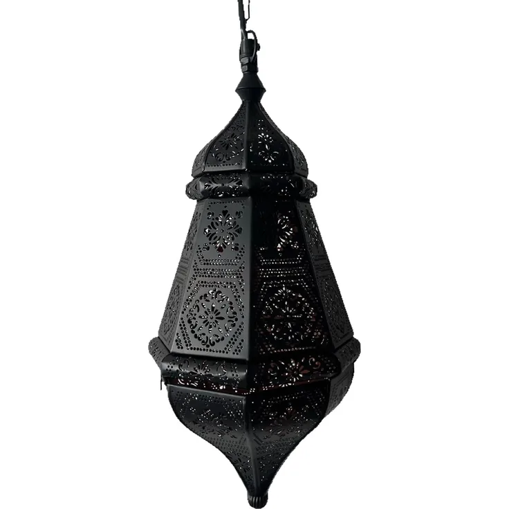 Marrakesch Orient & Mediterran Interior Pendelleuchte Leuchte Salma Schwarz, Orientalische Pendelleuchte aus Metall 40 cm, Handarbeit