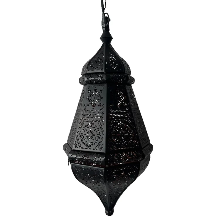 Marrakesch Orient & Mediterran Interior Pendelleuchte Leuchte Salma Schwarz, Orientalische Pendelleuchte aus Metall 40 cm, Handarbeit – Bild 1