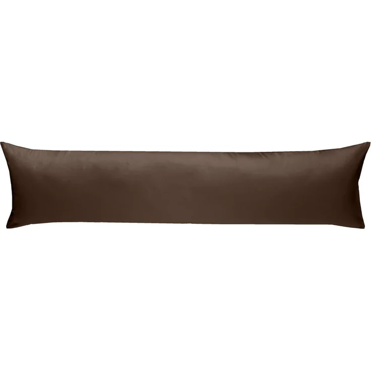 Mako Satin Seitenschläferkissen Bezug uni / einfarbig dunkelbraun 40x200 cm – Bild 1