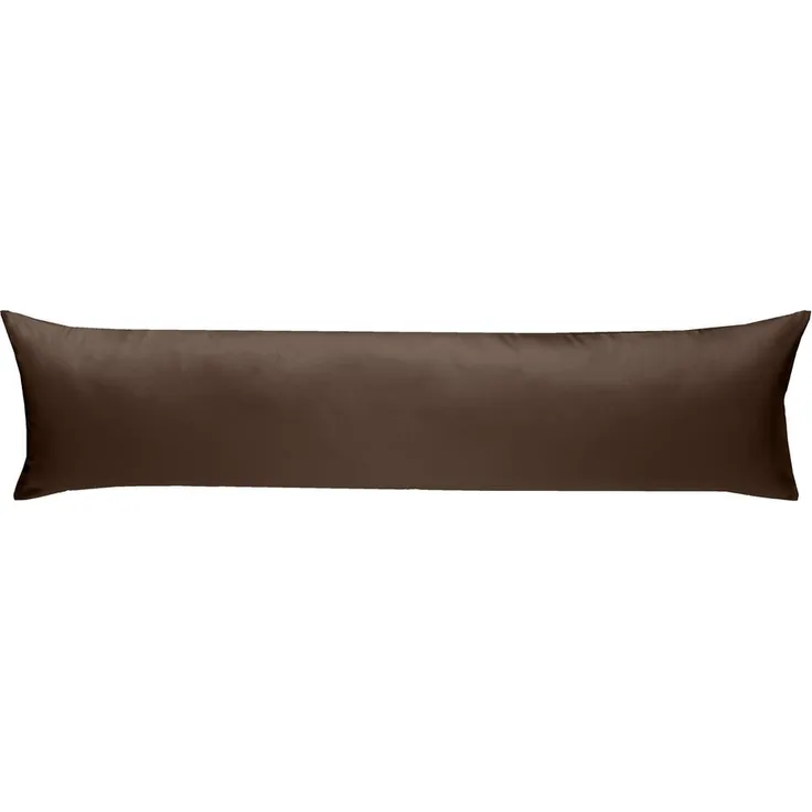Mako Satin Seitenschläferkissen Bezug uni / einfarbig dunkelbraun 40x200 cm