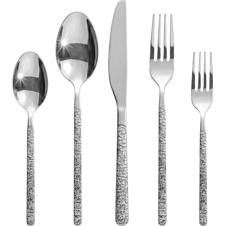 Roxlin Besteck-Set Roxlin Besteckset 30-tlg Stein Design Edelstahl, Gold/Schwarz/Silber, 6 Personen, Edelstahl