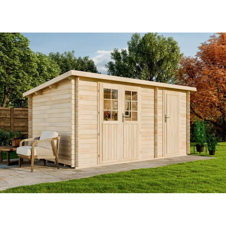 Alpholz Gartenhaus Gloria-H Gartenhaus aus Holz Holzhaus mit 28 mm Wandstärke Blockbohlenhaus – Bild 1