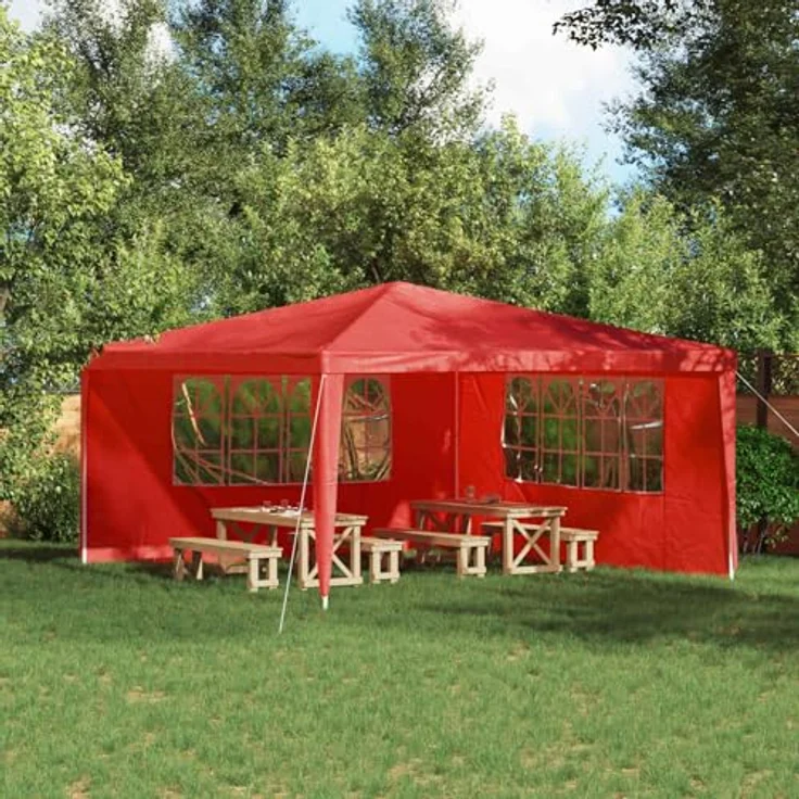 vidaXL Partyzelt-Seitenteil 2 STK. 400 x 195 cm, Rot, PE und Stahl, vielseitiges Design für Outdoor-Veranstaltungen – Bild 2