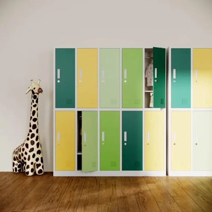 Jan Nowak Schließfachschrank Metall 10 Fächer Schulschrank 150x136x45 cm | Wertfachschrank, Garderobenschrank, Stahlspind abschließbar, pulverbeschichtet, für Schule, Kindergarten, Umkleide – Bild 9