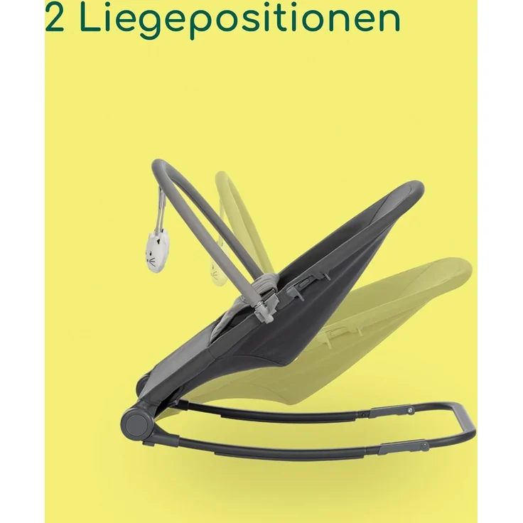 Bebeconfort Aster, Babywippe, 0–2 Jahre, Leichtgewicht (2,7 kg), ultra-kompakt zusammenklappbar, verstellbare Rückenlehne, Polsterkissen, abnehmbarer Spielbogen, 3-Punkt-Gurt, Tinted Graphite – Bild 4