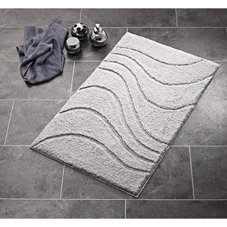 Ridder Badematte La Ola grau, Höhe 55 mm, 100% Polyester-Microfaser – Bild 2