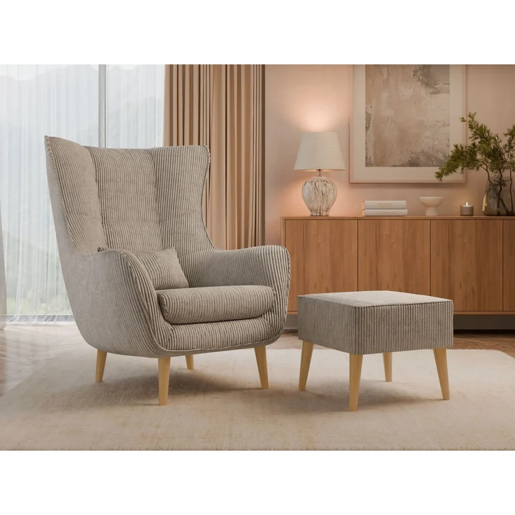 Sessel Lucio Cord (Farbe: Poso 02, mit Fußbank) – Bild 2