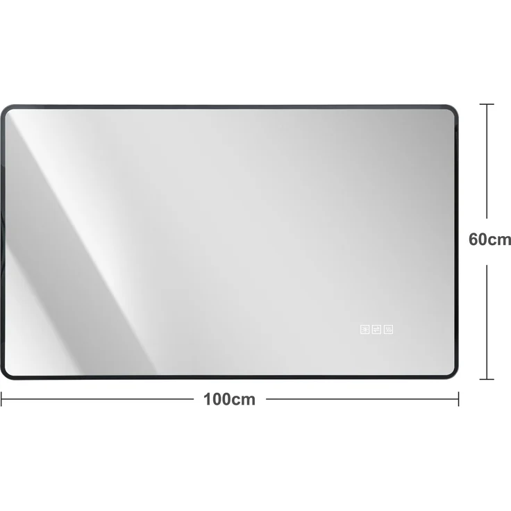 LED-Badspiegel, H 3 x T 100 x B 60 cm, Aluminiumrahmen, dimmbar – Bild 5