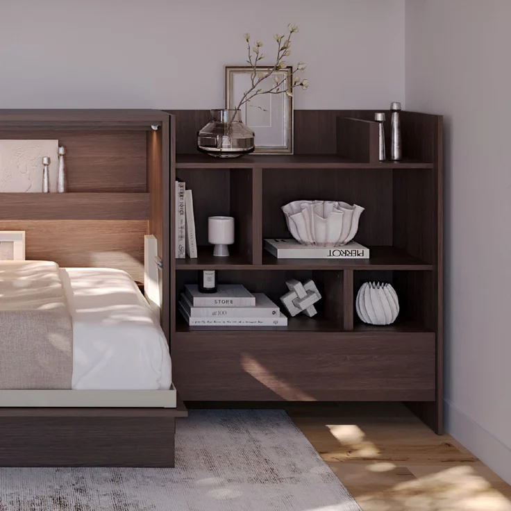 MEBLINI Wohnzimmerschrank BC-25 für Schrankbett - Dunin Eiche - 92x108x46cm - Hochschrank mit Regalen, Fächern und Schublade – Bild 5