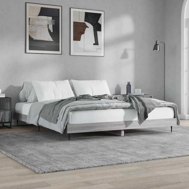 Doppelbett, Bettgestell Modernen ohne Matratze Grau Sonoma 160x200 cm Holzwerkstoff d2433e – Bild 4