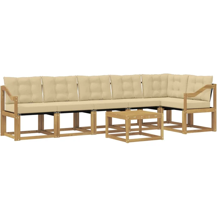 vidaXL Outdoor-Sofagarnitur 7 stk. 6-Sitzer Weiß und Beige 3389559 – Bild 2