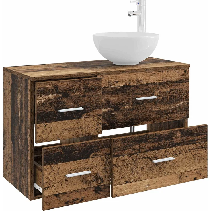 vidaXL Badezimmerschrank-Set 2 stk. Altholz 79,5 x 35 x 80 cm 3403950 – Bild 3