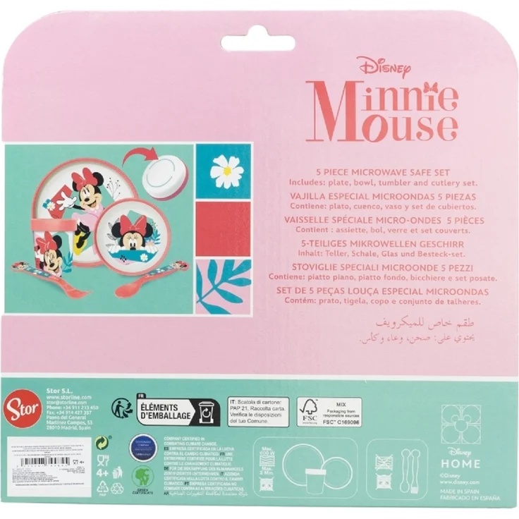 Disney Minnie Mouse Premium-Geschirr - Mikrowelle-Sicher Teller, Schale, Becher & Besteck – Bild 3