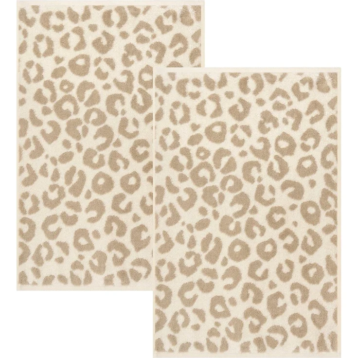 2 Stück Cawö Two-Tone Leo Gästetücher 540-36 Leoprint beige 30x50 – Bild 2