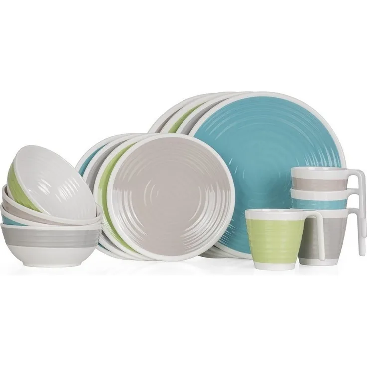 Moritz Geschirr-Set 16-32 teiliges Camping Geschirrset Harmonie, Melamin
