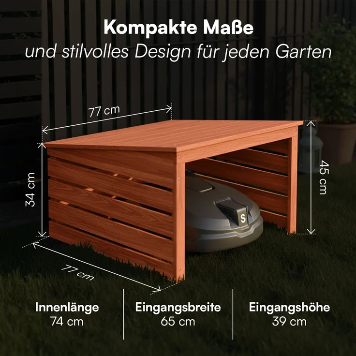 STEELSØN 'Myrion' Mähroboter Garage, Kiefernholz, braun, mit UV-Schutzlackierung, wetterfest, 45/34x77x77 cm, Mähroboterhaus mit Pultdach – Bild 7