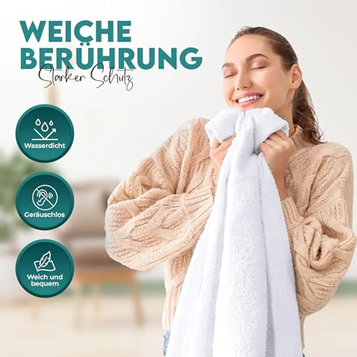 Utopia Bedding Matratzenschoner 200 x 200 x 30 cm Wasserdicht, Oeko-TEX Zertifiziert Matratzenauflage Atmungsaktive, Matratzenschutz, Rundum Elastisch Weiß – Bild 6