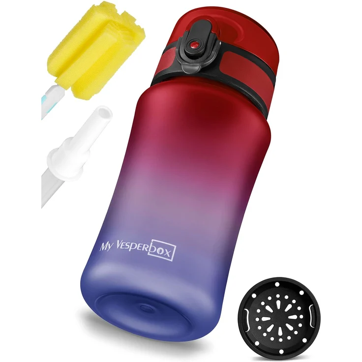 My Vesperbox® Trinkflasche Kinder [350ML] - Wasserflasche Kohlensäure Geeignet & Auslaufsicher - Water Bottle Kids - für Schule & Sport - Kinderflasche für Mädchen & Jungen - inkl. Ersatzdichtung