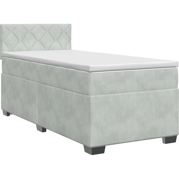 vidaXL Boxspringbett mit Matratze Hellgrau 100 x 200 cm Samt 3450662 – Bild 2