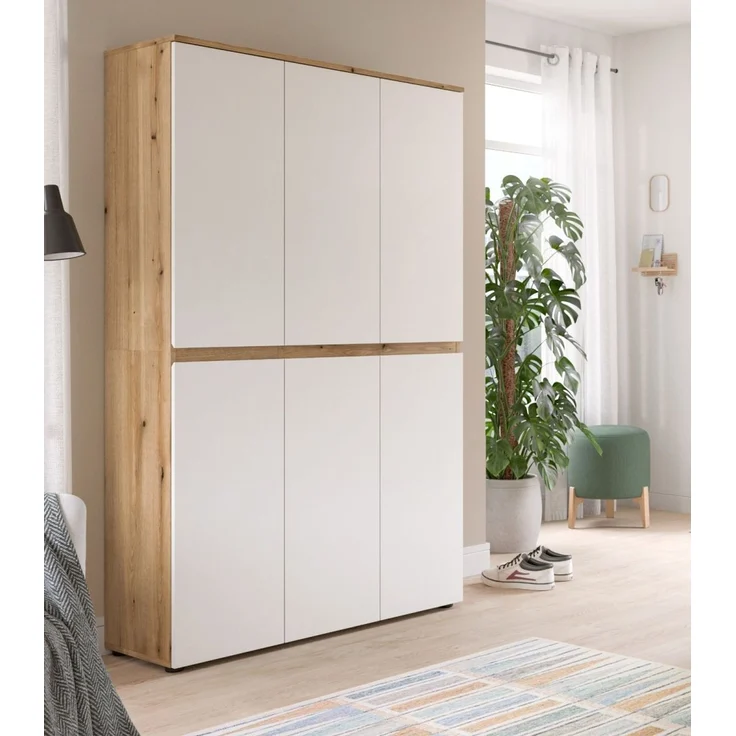 Mehrzweckschrank Assino in weiß und Eiche 105x175 cm – Bild 2