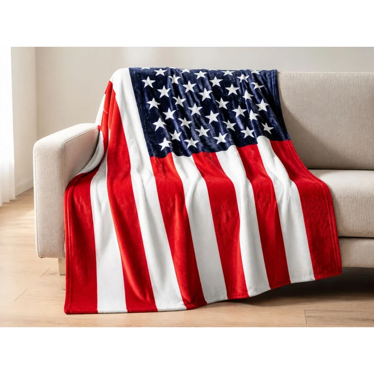 Fleecedecke mit USA-Flaggenmotiv Rot-Weiß-Blau 100 x 150 cm – Bild 2