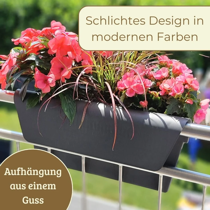 GarPet Balkonkasten Geländerkasten Balkon mit Wasserspeicher Blumen Topf Kasten Terracotta – Bild 9