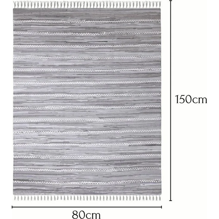Wohnando Teppich MY-RUG Nandini, Chindi-Teppich 200x140 cm, rechteckig, Höhe: 10 mm, aus recycelten Baumwollresten, handgewebt, wendbar, mit Fransen – Bild 2