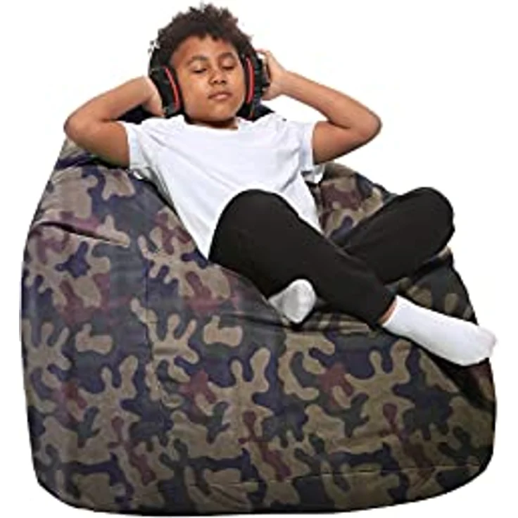 HomeIdeal - Sitzsack XXL Bodenkissen für Erwachsene & Kinder - Geeignet für Gaming oder Entspannen - Indoor wie Outdoor da er Wasserfest ist - mit EPS Perlen, Farbe:Camouflage, Größe:XXL – Bild 5